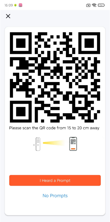 סריקת קוד QR לחיבור המנעול